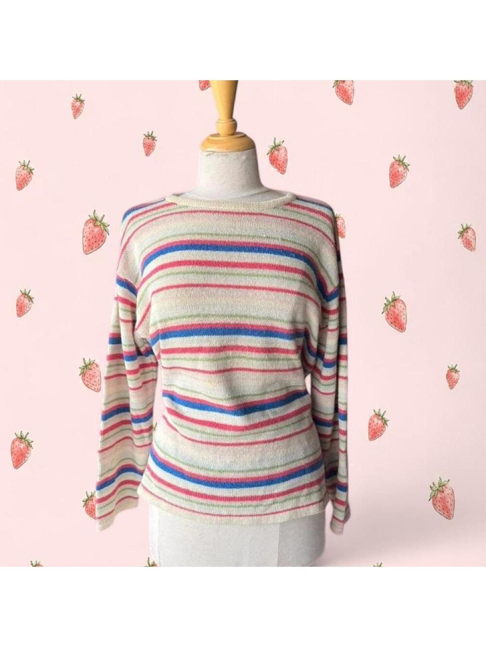 Jackpot striped silk long sleeve sweater